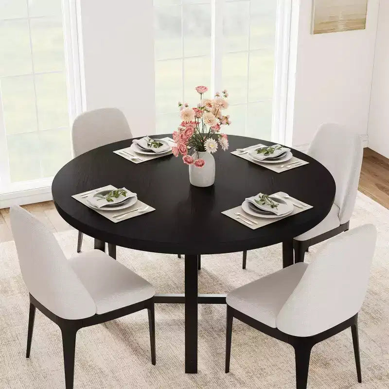 Table à manger ronde de 47 pouces avec cadre en métal