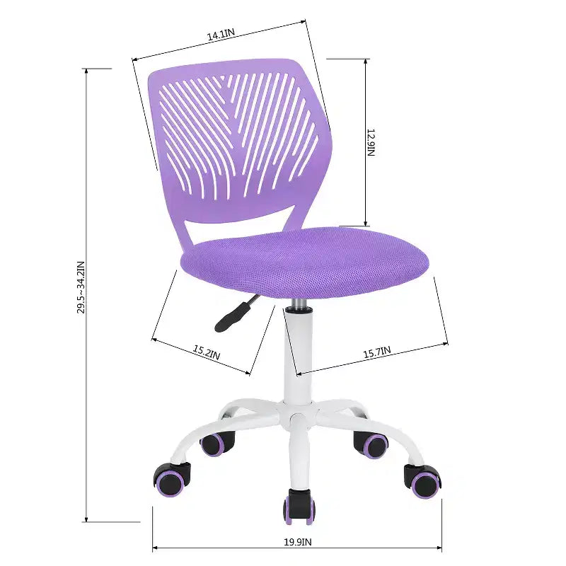 Chaise de bureau pivotante sans accoudoirs à hauteur réglable – Violet