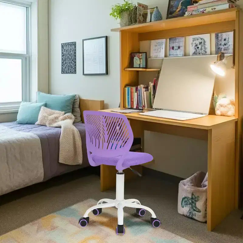 Chaise de bureau pivotante sans accoudoirs à hauteur réglable – Violet