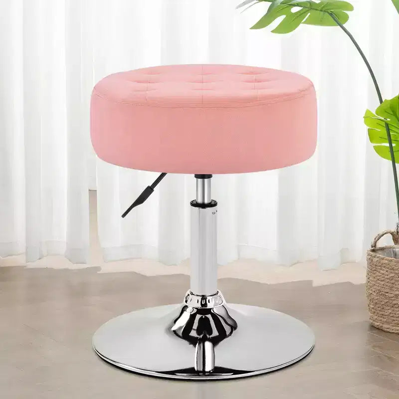 Tabouret de coiffeuse pivotant touffeté de style Mid-Century – Velours, hauteur réglable, ottoman rond