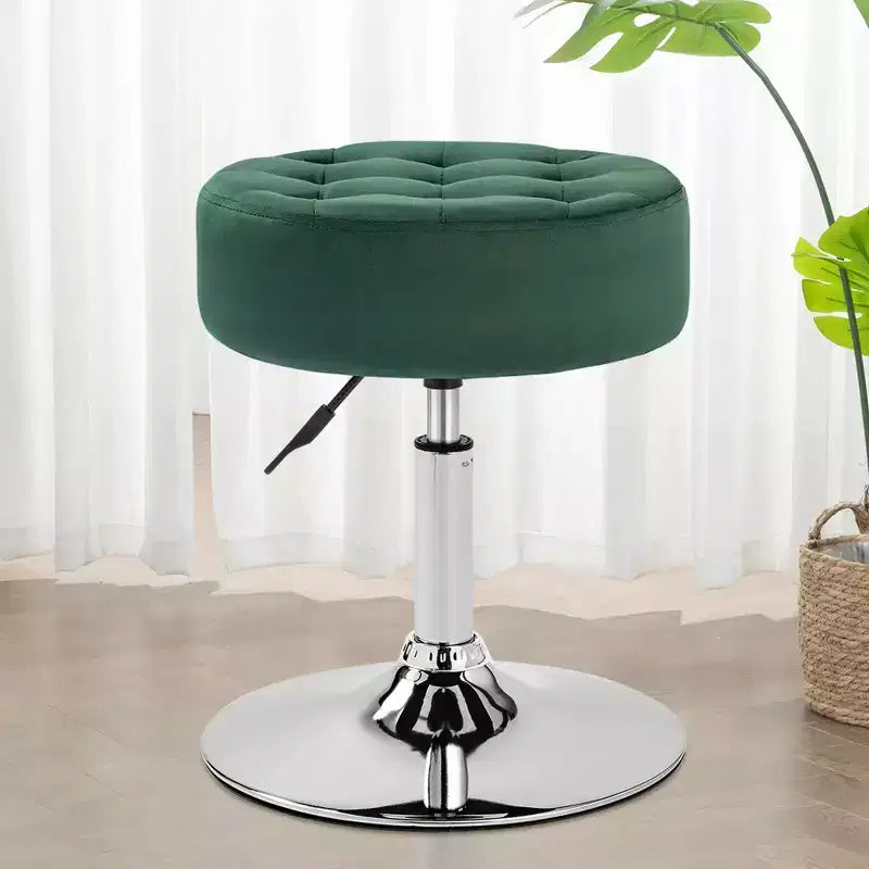 Tabouret de coiffeuse pivotant touffeté de style Mid-Century – Velours, hauteur réglable, ottoman rond