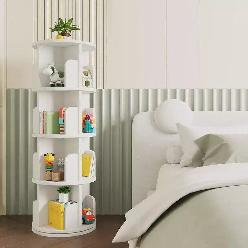 Bibliothèque pivotante à 360° – Étagère tournante à 4 niveaux pour la maison et le bureau