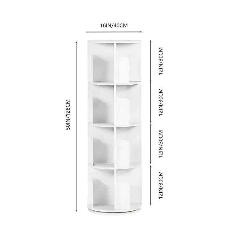 Bibliothèque pivotante à 360° – Étagère tournante à 4 niveaux pour la maison et le bureau