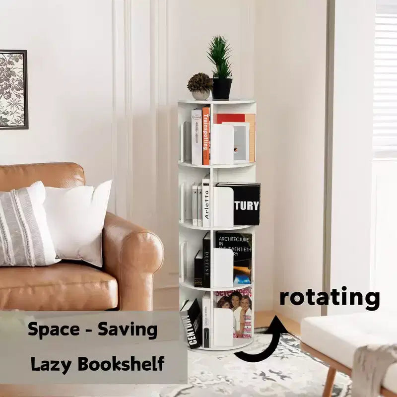 Bibliothèque pivotante à 360° – Étagère tournante à 4 niveaux pour la maison et le bureau