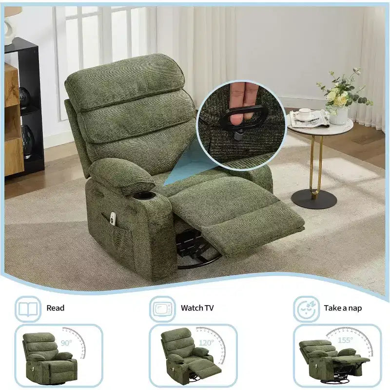 Fauteuil de massage pivotant à 360° et inclinable avec fonction chauffante et de glisse
