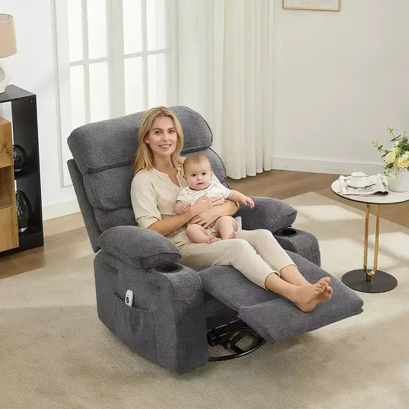 Fauteuil de massage pivotant à 360° et inclinable avec fonction chauffante et de glisse