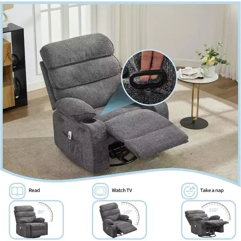 Fauteuil de massage pivotant à 360° et inclinable avec fonction chauffante et de glisse