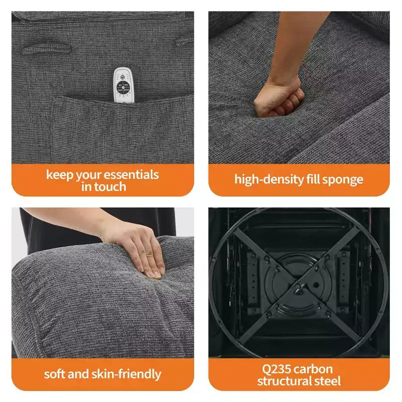 Fauteuil de massage pivotant à 360° et inclinable avec fonction chauffante et de glisse