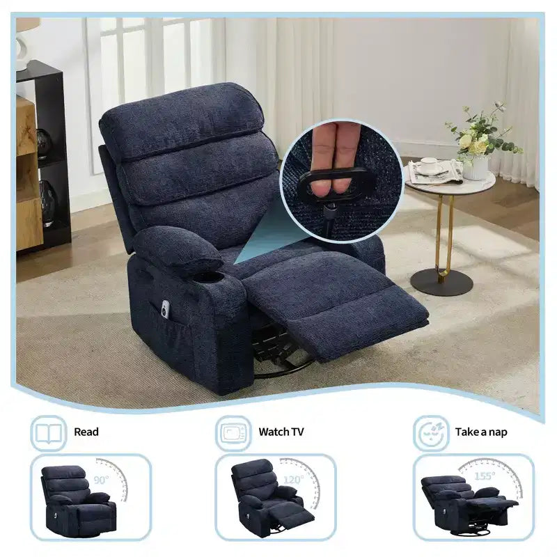 Fauteuil de massage pivotant à 360° et inclinable avec fonction chauffante et de glisse