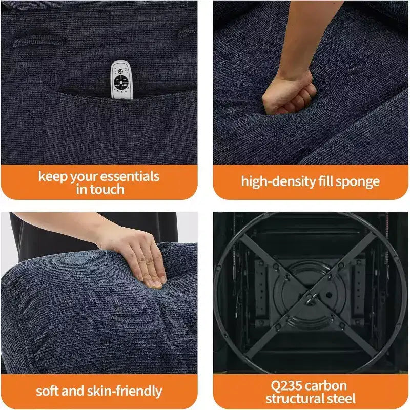 Fauteuil de massage pivotant à 360° et inclinable avec fonction chauffante et de glisse