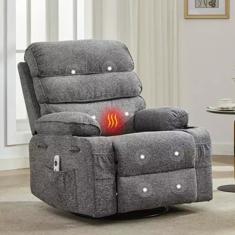 Fauteuil de massage pivotant à 360° et inclinable avec fonction chauffante et de glisse