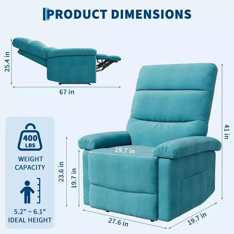 Fauteuil inclinable en tissu avec poche latérale