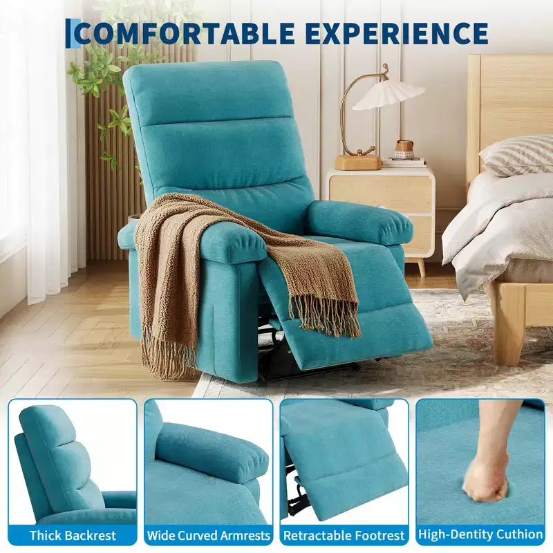 Fauteuil inclinable en tissu avec poche latérale