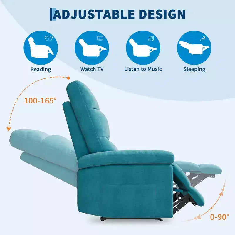 Fauteuil inclinable en tissu avec poche latérale