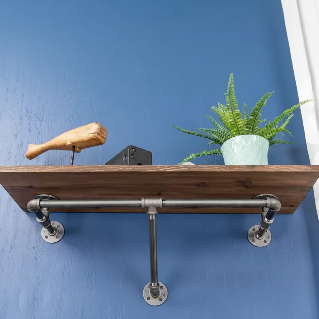 Porte-vêtements mural avec étagère en bois