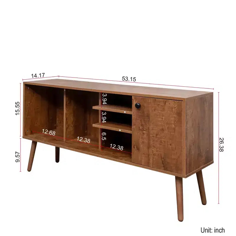 Meuble TV avec placard de rangement et étagères ouvertes