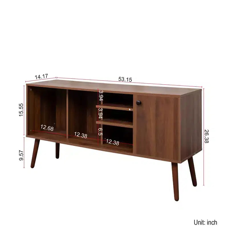 Meuble TV avec placard de rangement et étagères ouvertes
