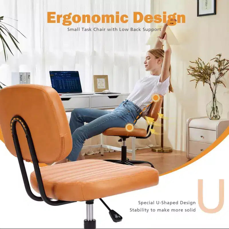 Chaise de bureau sans accoudoirs en similicuir avec pivot à 360° et hauteur réglable