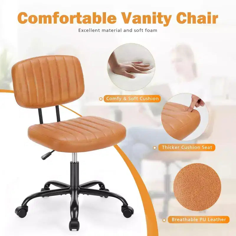 Chaise de bureau sans accoudoirs en similicuir avec pivot à 360° et hauteur réglable