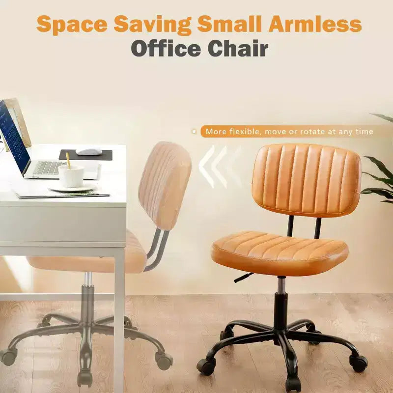 Chaise de bureau sans accoudoirs en similicuir avec pivot à 360° et hauteur réglable