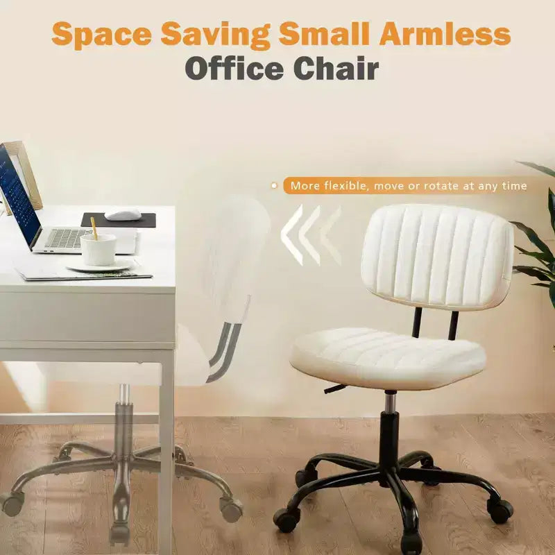 Chaise de bureau sans accoudoirs en similicuir avec pivot à 360° et hauteur réglable