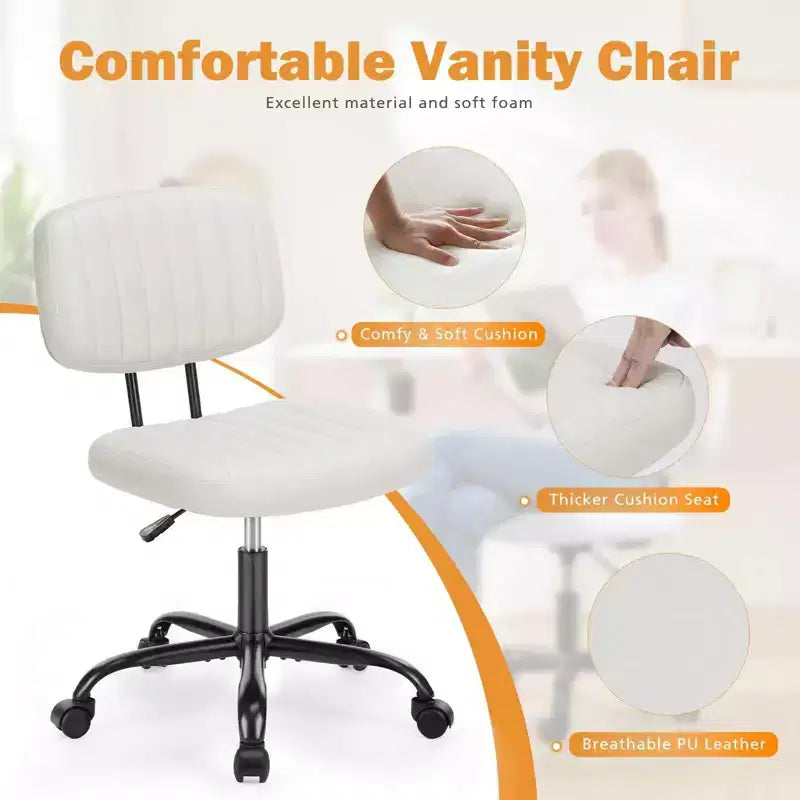 Chaise de bureau sans accoudoirs en similicuir avec pivot à 360° et hauteur réglable