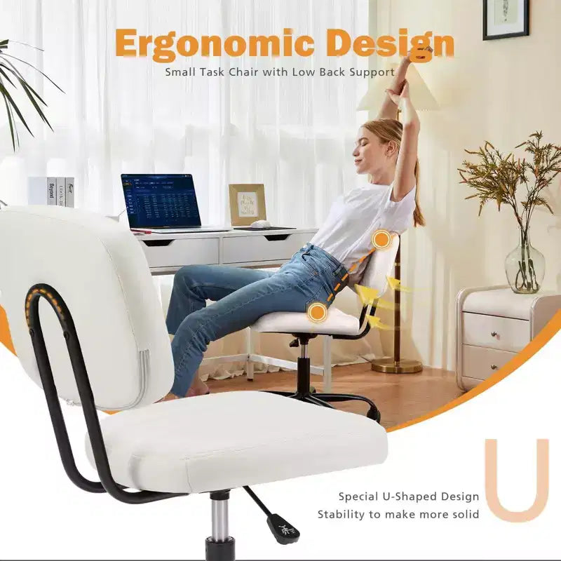 Chaise de bureau sans accoudoirs en similicuir avec pivot à 360° et hauteur réglable