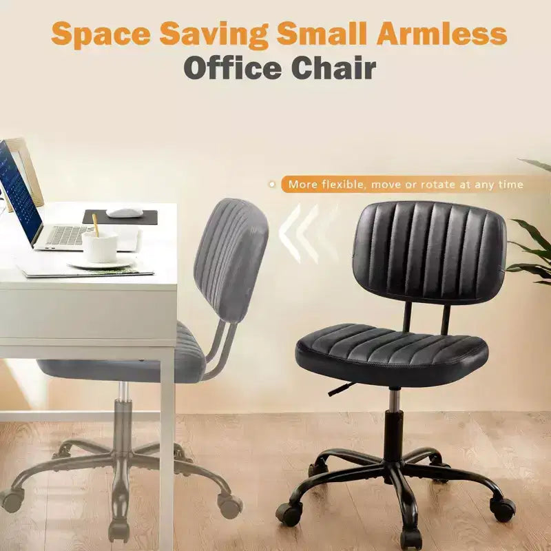 Chaise de bureau sans accoudoirs en similicuir avec pivot à 360° et hauteur réglable