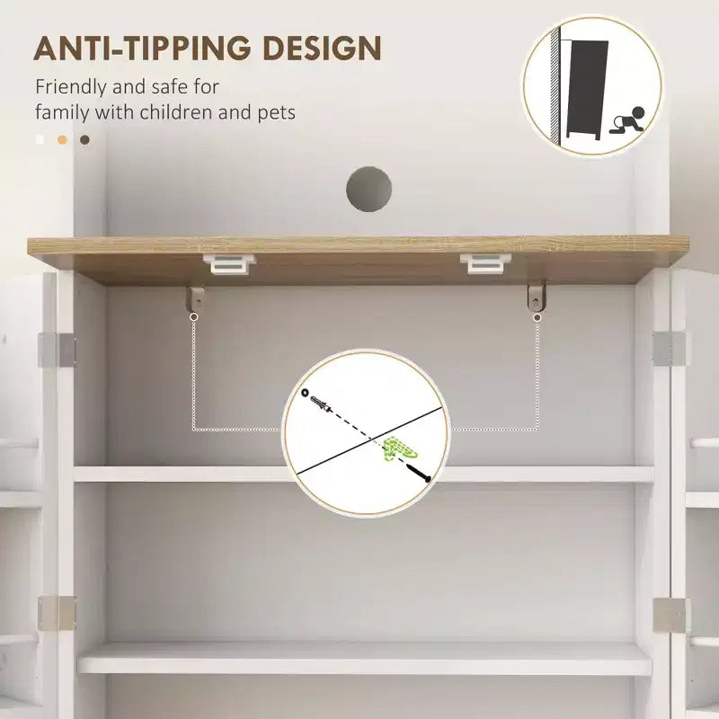 Haut meuble de cuisine avec étagères réglables et portes vitrées