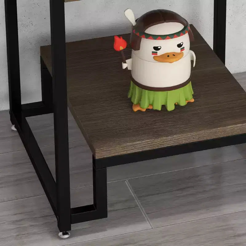 Table de chevet avec plateau en verre trempé, tiroir en bois et pieds réglables
