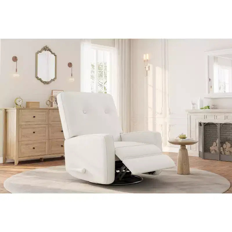 Fauteuil inclinable à bascule pivotant à 360° avec dossier et repose-pieds réglables – Revêtement en velours côtelé