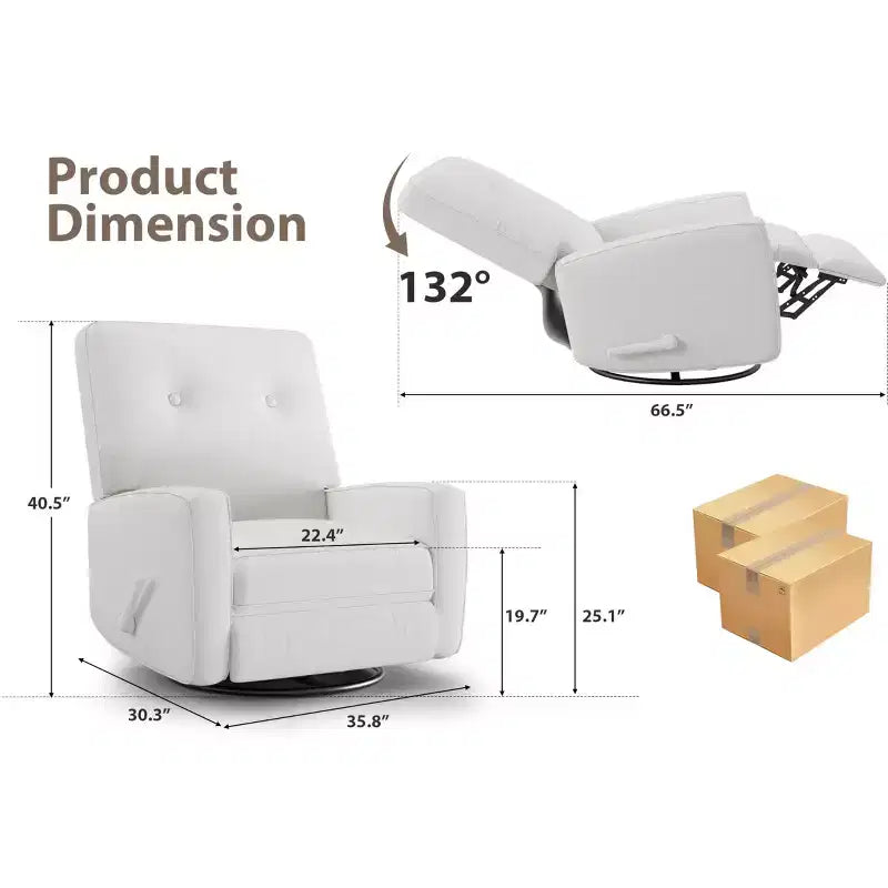 Fauteuil inclinable à bascule pivotant à 360° avec dossier et repose-pieds réglables – Revêtement en velours côtelé
