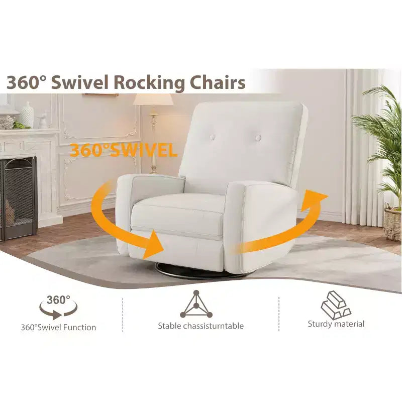 Fauteuil inclinable à bascule pivotant à 360° avec dossier et repose-pieds réglables – Revêtement en velours côtelé