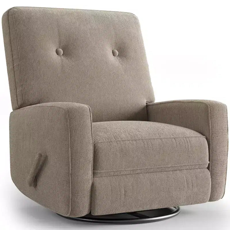 Fauteuil inclinable à bascule pivotant à 360° avec dossier et repose-pieds réglables – Revêtement en velours côtelé