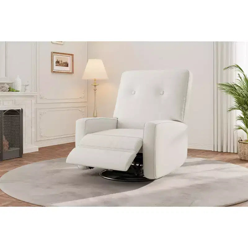 Fauteuil inclinable à bascule pivotant à 360° avec dossier et repose-pieds réglables – Revêtement en velours côtelé