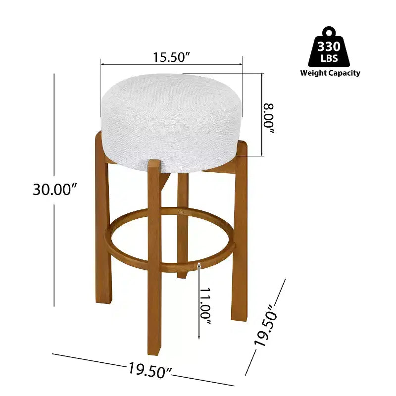 Christopher Knight Home Ashton Tabourets de bar rembourrés ronds en bois d'hévéa (Lot de 2)