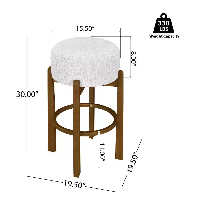 Christopher Knight Home Ashton Tabourets de bar rembourrés ronds en bois d'hévéa (Lot de 2)