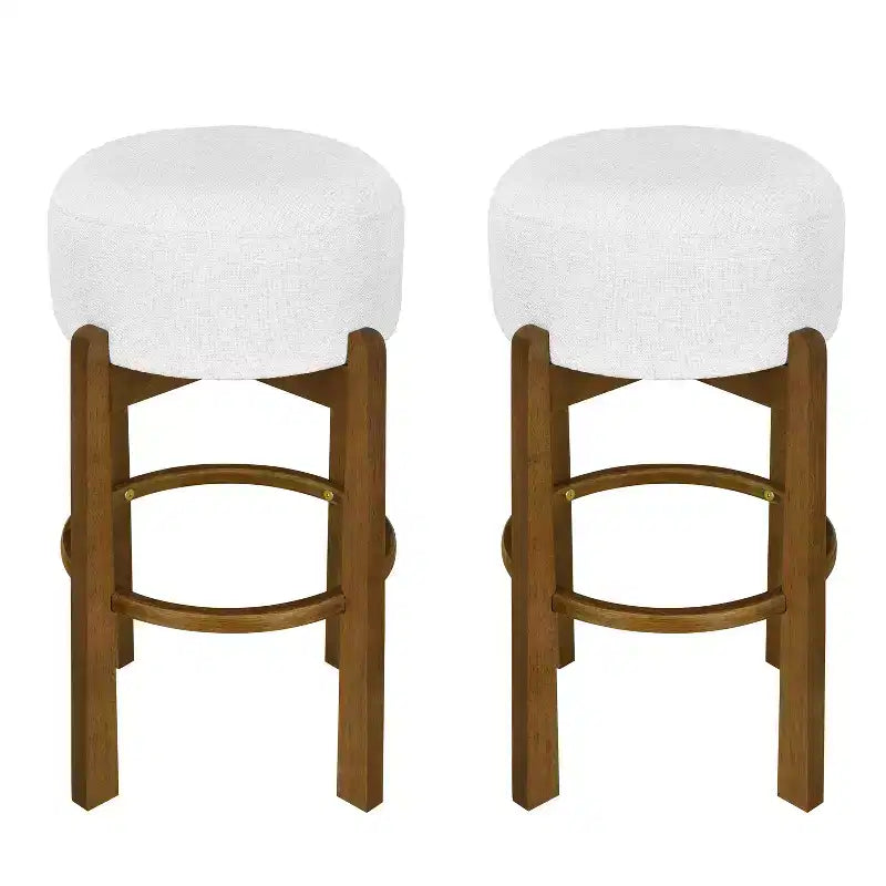 Christopher Knight Home Ashton Tabourets de bar rembourrés ronds en bois d'hévéa (Lot de 2)