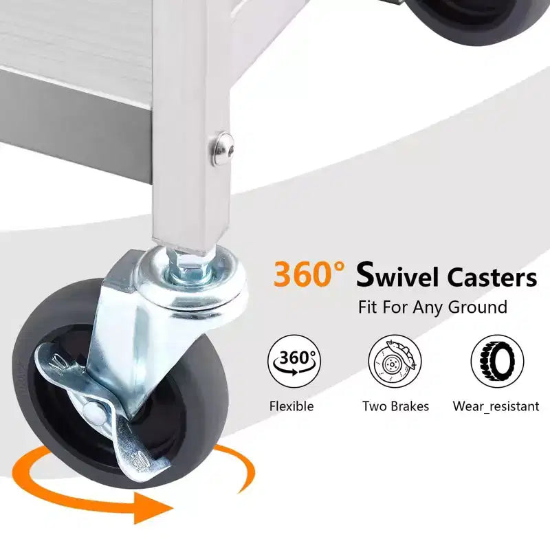 Chariot utilitaire pliable à 3 niveaux avec roues – Capacité de 136 kg