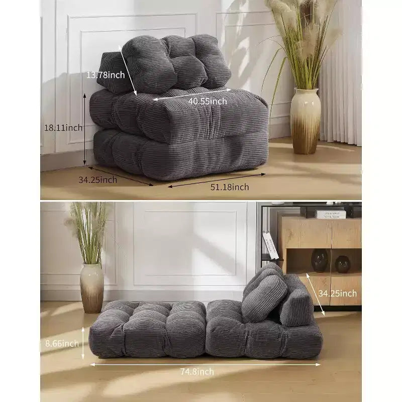 Canapé-lit pliant avec soutien oreiller – Fauteuil convertible