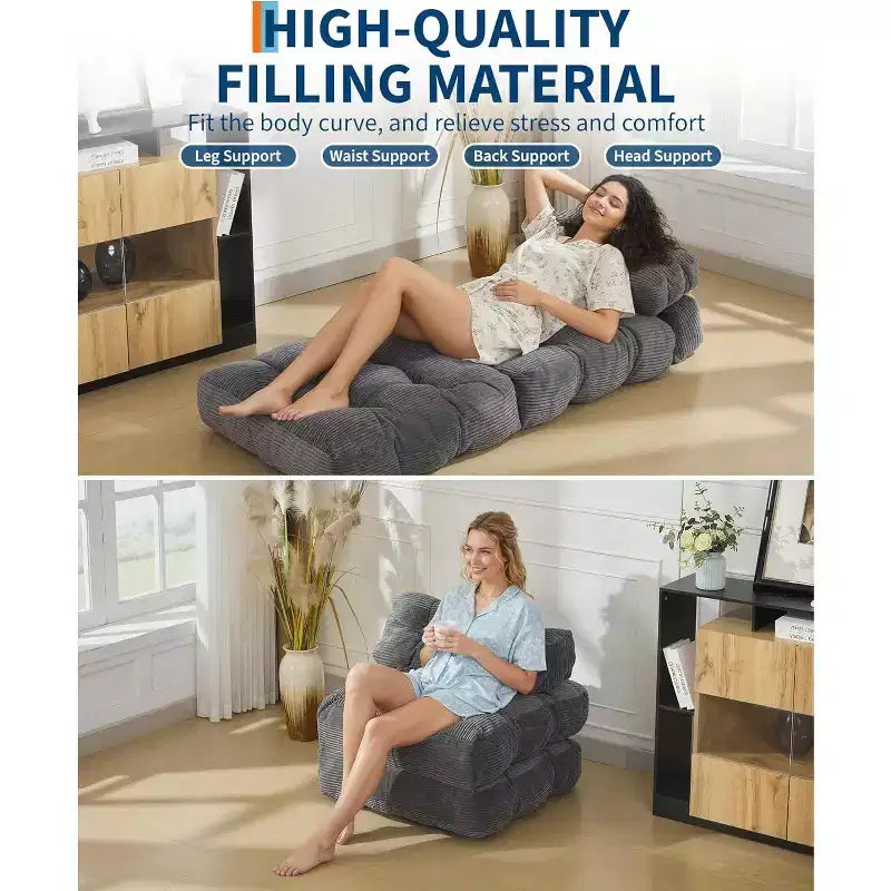 Canapé-lit pliant avec soutien oreiller – Fauteuil convertible