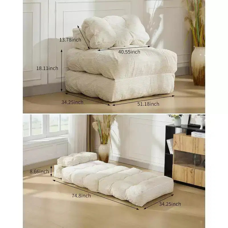 Canapé-lit pliant avec soutien oreiller – Fauteuil convertible