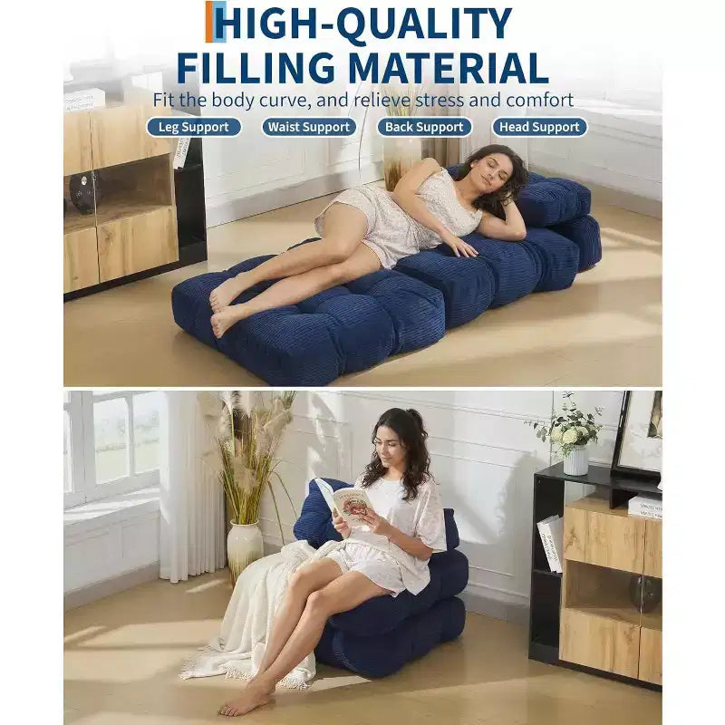Canapé-lit pliant avec soutien oreiller – Fauteuil convertible