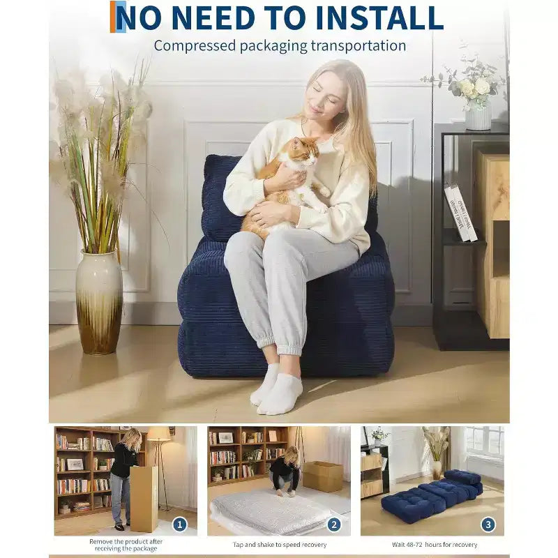 Canapé-lit pliant avec soutien oreiller – Fauteuil convertible