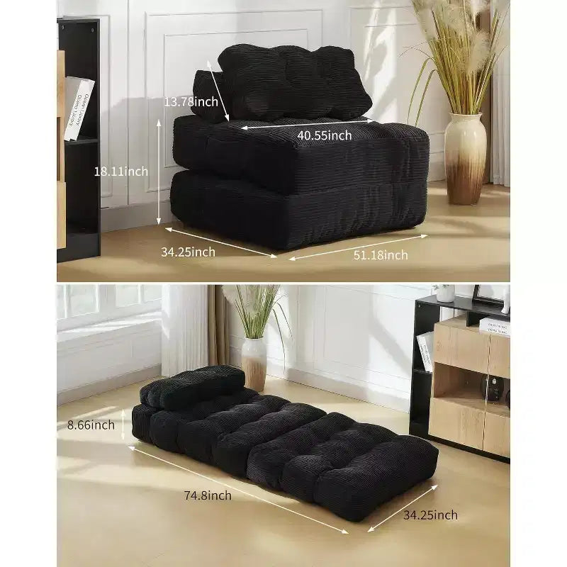 Canapé-lit pliant avec soutien oreiller – Fauteuil convertible