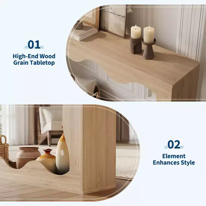 Console rustique de 63 po avec rangement – Table d'entrée étroite à 2 niveaux