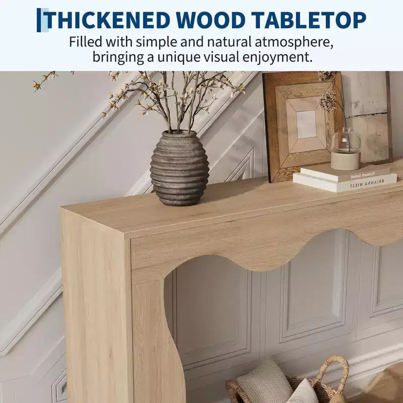 Console rustique de 63 po avec rangement – Table d'entrée étroite à 2 niveaux