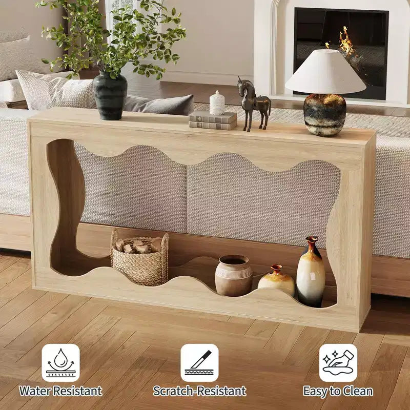 Console rustique de 63 po avec rangement – Table d'entrée étroite à 2 niveaux