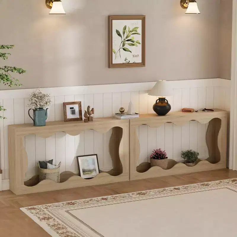 Console rustique de 63 po avec rangement – Table d'entrée étroite à 2 niveaux