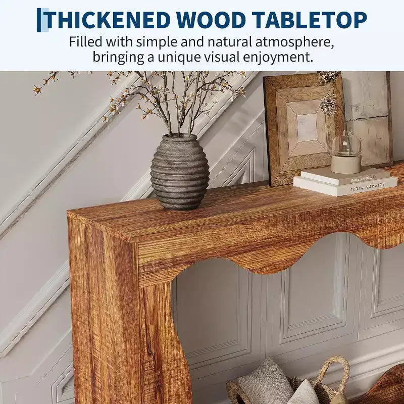 Console rustique de 63 po avec rangement – Table d'entrée étroite à 2 niveaux